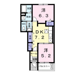 2DK 間取り図