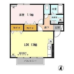 1LDK 間取り図
