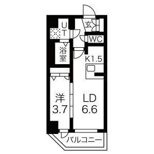 1DK 間取り図