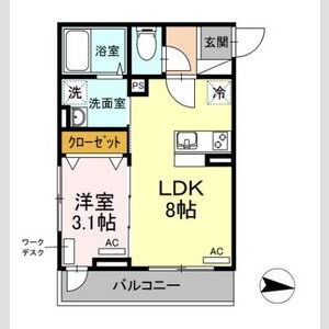 1LDK 間取り図