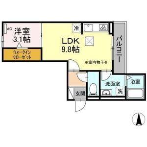 1LDK 間取り図