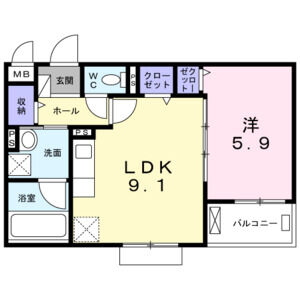 1LDK 間取り図