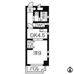 1DK 間取り図
