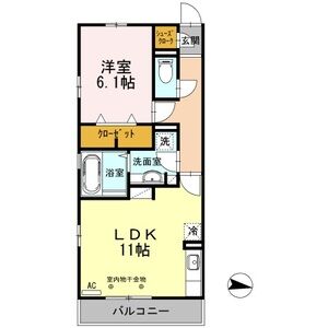 1LDK 間取り図