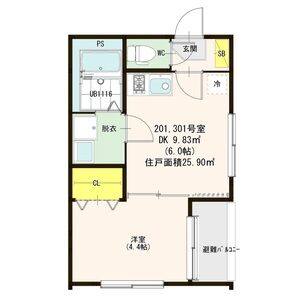 1DK 間取り図