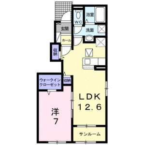 1LDK 間取り図