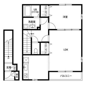 1LDK 間取り図