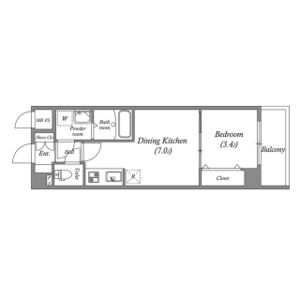 1DK 間取り図