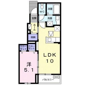 1LDK 間取り図