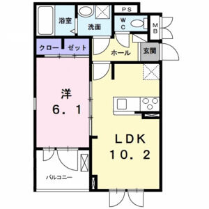 1LDK 間取り図