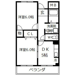 2DK 間取り図