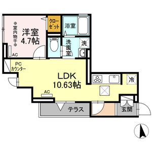 1LDK 間取り図