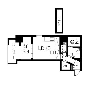 1DK 間取り図