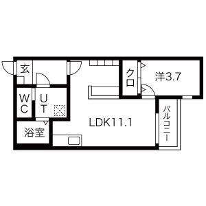 1LDK 間取り図