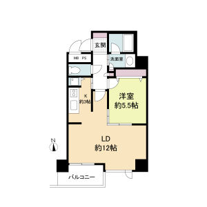 1LDK 間取り図