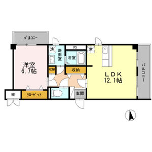 1LDK 間取り図