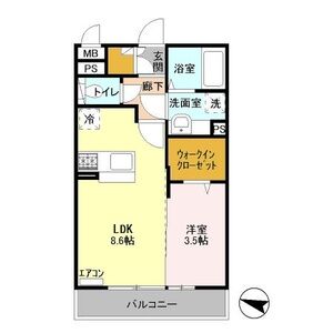 1LDK 間取り図