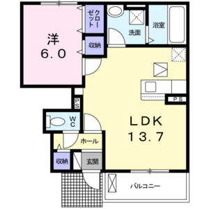 1LDK 間取り図