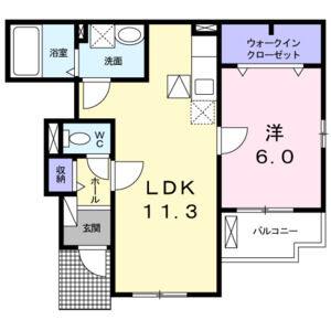 1LDK 間取り図