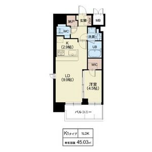 1DK 間取り図