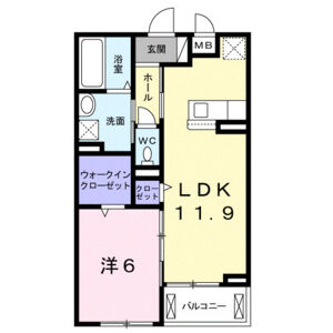 1LDK 間取り図