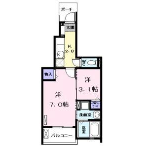 1K 間取り図