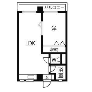 1LDK 間取り図
