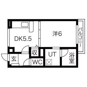 1DK 間取り図