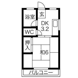 1DK 間取り図