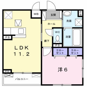 1LDK 間取り図
