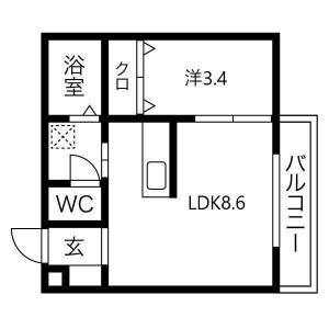 1LDK 間取り図