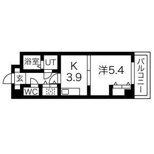 1DK 間取り図