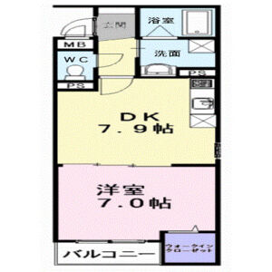 1DK 間取り図