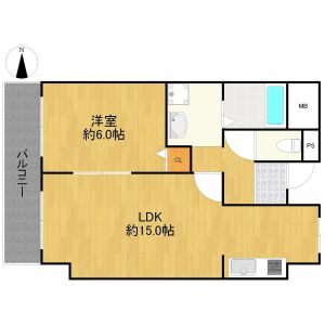 1LDK 間取り図