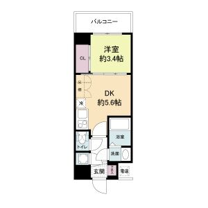 1DK 間取り図