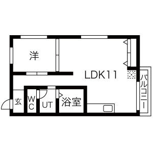 1LDK 間取り図