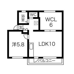 1LDK 間取り図