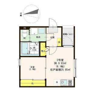 1DK 間取り図