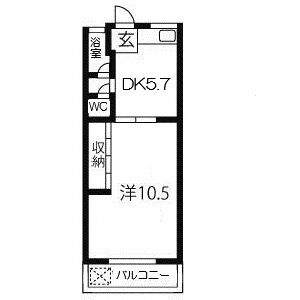1DK 間取り図