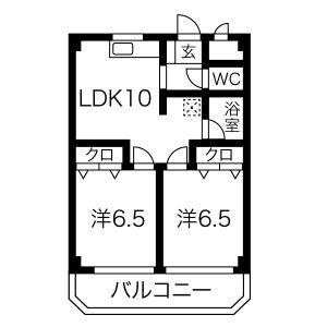 2DK 間取り図