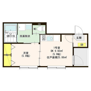 1DK 間取り図