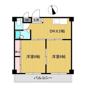 2DK 間取り図