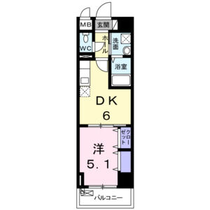 1DK 間取り図
