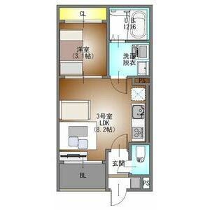 1LDK 間取り図