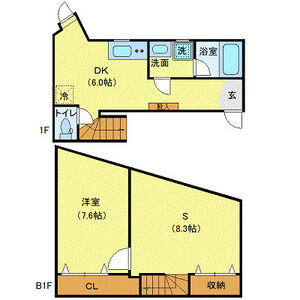 1DK 間取り図