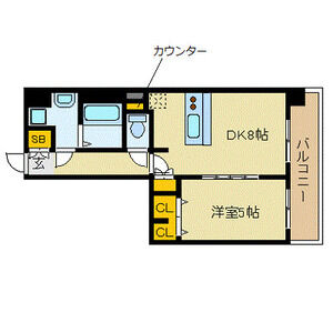 1DK 間取り図
