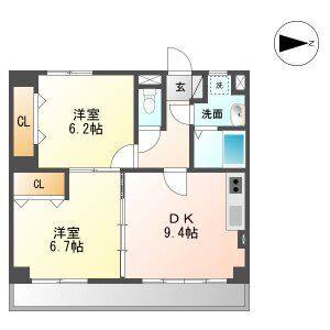 2DK 間取り図