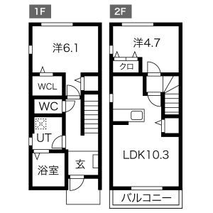 2LDK 間取り図