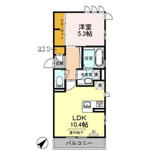 1LDK 間取り図