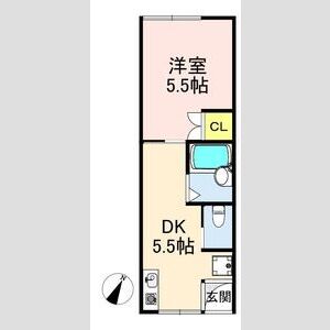 1DK 間取り図